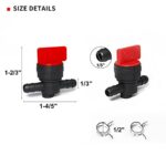 EVGW Fuel Shut Off Valve?1/4″ Fuel Cut Off Valve for Riding Lawn Mower Garden Tractor Pressure Washer Snowblower?698183 Inline Fuel Shut off Valve Straight 1/4″ Fuel Valve with Hose Clamps, 2 Packs