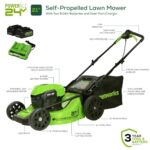 48V (2x24V) 21″ Cordless Battery Self-Propelled Mower, 12″ String Trimmer & Edger and 330 CFM Blower Combo Kit w/ (2) 5.0Ah Batteries, (1) 2.0Ah Battery & Chargers