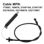 175067 Deck Clutch Cable for Craftsman AYP Poulan Weed Eater Ryobi 169676 532169676 532175067 21547184 Lawn Mower 42″ LT1000 LT2000 Riding Lawn Mower(Cable Length: 45″, Conduit Length: 32″)