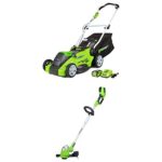 GreenWorks 16-Inch 40V Cordless Lawn Mower + 13-Inch Cordless String Trimmer, 4.0 AH Battery Included