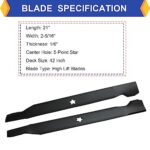 (2 Pack) Replacement High Lift Lawn Mower Blades for Craftsman Husqvarna Poulan 127843 138498 138971 532127843 532138498 532138971, Fits Craftsman LT1000 DYT4000, Husqvarna YTH18542 42” Deck Mower