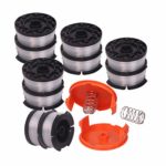 Newjinda[12 Pack]Line String Trimmer Replacement Spool, 30ft 0.065″ Autofeed weed eater string, Compatible with Black+Decker String Trimmers(10 Replacement Spool, 2 Trimmer Cap, 2 Spring)