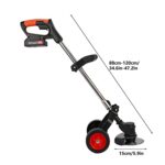 JENPECH Cordless Electric Grass Trimmer, 3 in 1 Multifunctional Trimming Tool, D-Shaped Handle 2 Wheel Electric Lawn Mower Red