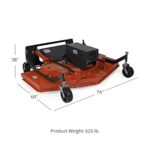 Titan Attachments Skid Steer 72in Wide Finish Mower Attachment, Rear Discharge Landscaping Equipment