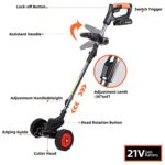Weed Wacker Cordless Weed Eater,3-in-1 Lightweight Push Grass String Trimmer Edger,21V Li-Ion Battery Powered,3 Lawn Tools with Lightweight Wheeled for Home Garden Yard Mowing?Black?