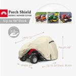 Porch Shield Heavy Duty 600D Polyester Lawn Tractor Cover, Water-resistant Universal Riding Lawn Mower Cover (Up to 54 inches Decks, Light Tan)