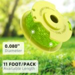 Weed Wacker String Compatible with Ryobi One Plus+ AC80RL3, 0.08” String Trimmer Refill Line,Weed Eater String Compatible with Ryobi 18V, 24V, 40V Trimmers(10 Replacement Spools, 2 Trimmer Caps)