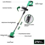 Weed Eater Electric Weed Wacker Battery Powered Lightweight 3 in 1 Small Push Lawn Mower Stringless Trimmer 3 Lawn Tools with Lightweight Wheeled for Home Garden Yard Mowing (Green)