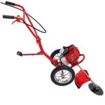 Walk Behind Weed Wacker Gas Powered 2-Stroke Lawn Mower, 2.41HP 49CC Air-Cooled Gasoline Garden Mower Weed Eater Brush Cutter with Wheels, Height Adjustable Grass Trimmer for Grass & Bush