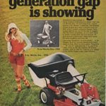 Vintage Magazine Print Ad: 1973 Simplicity 3 1/2 hp and 8 hp Wonder Boy Riding Lawn Mower,”Our Generation Gap is Showing”