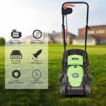 Goplus 14-Inch 12 Amp Electric Lawn Mower w/ Grass Bag, Folding Handle, Electric Push Lawn Corded Mower (Green)