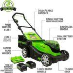 Greenworks 2 x 24V (48V) 17″ Cordless Lawn Mower, (2) 4.0Ah USB Batteries (USB Hub) and Dual Port Rapid Charger Included