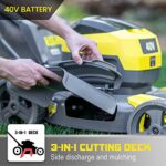 17 Inch 40V Cordless Electric Lawn Mower, 4.0Ah Battery, 5 Position Mowing Heights Adjustment, Electric Cordless Lawn Mower, No Gas&Emissions, Push Button Start, Less Noise, Yellow+Grey