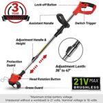 Cordless Weed Eater String Trimmer,3-in-1 Lightweight Push Lawn Mower & Edger Tool with 3 Types Blades,21V 2Ah Li-Ion Battery Powered for Garden and Yard,Red