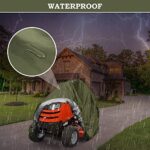 Riding Lawn Mower Cover, Heavy Duty 600D Oxford Outdoor Tractor Cover Waterproof UV Protection Lawn Mower Cover Fit Decks up to 54″ with Drawstring & Storage Bag, Green