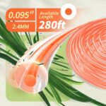 Eventronic Trimmer Line 0.095″ Heavy Duty Weed Eater String Line, Round Weed Wacker String,280ft String Trimmer Line
