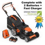 Yard Force Lithium-Ion 22″ Self-Propelled 3-in-1 Mower with Torque-Sense Control – 2 Batteries & Fast Charger included