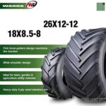 Set 4 WANDA 18X8.5-8 & 26X12-12 Lawn Mower Agriculture Farm Tractor Tires Super Lug 4 Ply-13079/13215