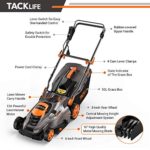 TACKLIFE Lawn Mower, 16’’ & 13 Amp Electric Lawn Mower, 5 Adjustable Heights (0.78’’- 2.76’’), Fast Assembly & Compact Storage