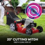Rodiuiu Gas Lawn Mower Self Propelled,141cc OHV Engine with Air Cooling, 20″ Steel Deck, 3-in-1 Cutting System, 8-Level Height Adjustment, 20L Grass Catcher, Foldable Design Red (US Fast Arrival)