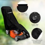 Outdoors Lawn Mower Cover – Heavy Duty 420D Polyester Oxford Lawn Mower Covers Waterproof Rip-Proof UV Dust Outdoor Protection Universal Fit Lawnmower Covers with Drawstring & Cover Storage Bag, Black