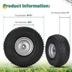 15×6.00-6″ Front Turf Tire for Craftsman Riding Mowers | 3″ Centered Hub | Bore ID 3/4″ | 400lbs Capacity | Natural Rubber 4 Ply with Tube