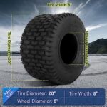 2 PCS 20×8.00-8 Lawn Mower Tires,20x8x8 Lawn Tractor Turf Friendly Tire,20×8.00-8nhs Riding Mower Tires for Garden Tractor Riding Mower, 4 ply Tubeless, 965lbs Capacity