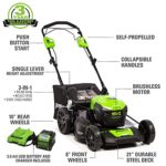 Greenworks 40V 21-Inch Self-Propelled Mower/Axial Blower Combo Kit, 5Ah USB Battery and Charger Included, CK40L510