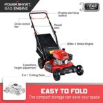 Lawn Mower 3-in-1 Walk-Behind Lawn Mowers Gas Powered 21-inch Push Lawn Mower with 209cc Gas Powered Engine Red