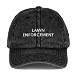 Lawn Enforcement hat, Embroidered dad hat, Gardening hat, Lawn Mower hat, Gift for dad, Vintage Cotton Twill Cap. Black