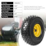 (2 Pack) 15 x 6.00-6 Front Tire and Wheel Set – 4-Ply Replacement Tires with Wheels Assemblies for John Deere Riding Mower – for Lawn Tractors with 3″ Centered Hub and 3/4″ Bushings, Yellow