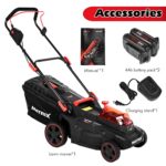QAZQ 40V Li-Ion 16 Inch Brushless Cordless Push Lawn Mower – Smart Cut Pace Self-Propelled Lawn Mower – 6 Gears Adjustable Cordless Twin Force Lawn Mower with 2 x 4Ah USB Batteries & Charger Included