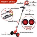 Weed Eater Electric Weed Wacker Battery Powered Lightweight 3 in 1 Small Push Lawn Mower Stringless Trimmer 3 Lawn Tools with Lightweight Wheeled for Home Garden Yard Mowing (Red)