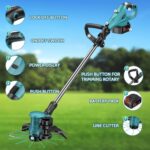 12-Inch 21V Cordless String Trimmer, Electric Weed Wacker, 2 in 1 Trimmer & Edger with Fast Charger, 2 X 3.0Ah Battery Powered Grass Mover, Portable Weed Eater for Lawn Yard Garden
