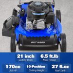 BILT HARD Gas Lawn Mower 21 inch, 170cc 4-Stroke 3 in 1 Lawn Mower Gas Powered with 1.84 Bushels Rear Bag, 10 Adjustable Cutting Heights Push Lawn Mowers