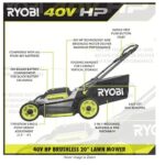 RYOBI ONE 40V HP Brushless 20 in. Cordless Battery Walk Behind Push Mower with 6.0 Ah Battery and Charger, Gray, RY401170VNM