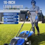 WILD BADGER POWER Lawn Mower 40V Brushless 16″ Cordless, 5 Cutting Height Adjustments, Electric Lawn Mower, Quickly Folding Within 5’s, 20V*2 4.0AH Battery and Super Charger Included.