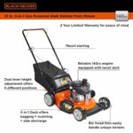 BLACK+DECKER 21-Inch 3-in-1 Gas Powered Push Lawn Mower with 140cc OHV Engine, Black and Orange