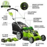 Greenworks 40V 20″ Cordless Electric Lawn Mower + 40V Sweeper (150 MPH), 4.0Ah + 2.0Ah Battery and Charger Included