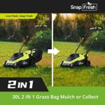 SnapFresh Cordless Lawn Mower, 14 Inch Electric Lawn Mower with Brushless Motor, 4.0Ah Battery and Charger Included, with 2-in-1 Grass Bag, Push Lawn Mower