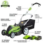 Greenworks 40V 19-Inch Cordless (3-In-1) Push Lawn Mower, 4.0Ah + 2.0Ah Battery and Charger Included 25223
