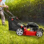 20-Inch Gas Lawn Mower, 141 cc 4-Cycle Self Propelled Gas Lawn Mower, 7-Position Height Adjustment Lawnmower with Bagging, Mulching, Lightweight, Powerful Lawnmower for Garden Yard