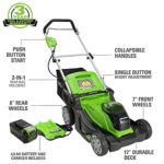 Greenworks 40V 17″ (2-In-1) Push Lawn Mower, 4.0Ah Battery and Charger Included