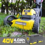 PowerSmart Cordless Lawn Mower, 17” Push Lawn Mower, 40V 4.0Ah Electric Powered Lawn Mower with Battery & Charger Included