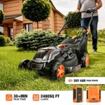 Cordless Lawn Mower, 40V Max 4.0Ah Battery, 16-Inch Brushless Lawn Mower, 50L Grass Box & Mulcher, 6 Mowing Heights, 3 Operation Heights, Low Noise- KDLM4040A, Black