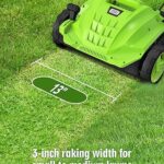 Electric Dethatcher Scarifier 13-Inch 12 Amp , SWIPESMITH 2-in-1 Lawn Dethatcher, 4-Position Depth Adjustment, Scarifier with Foldable Handle Two Safety Switches for Lawn Garden Yard, Green