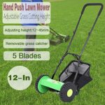 Lawn Mower, 12 inch Manual Push Reel Mower with 23L Collection Bag, Grass Catcher for Small to Medium Yards