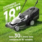 Litheli 18-inch 40V Brushless Lawn Mower for Garden Yards, Lightweight Cordless Lawn Mower Battery Powered with 6-Position Height Adjustment, 2×4.0Ah Battery Include